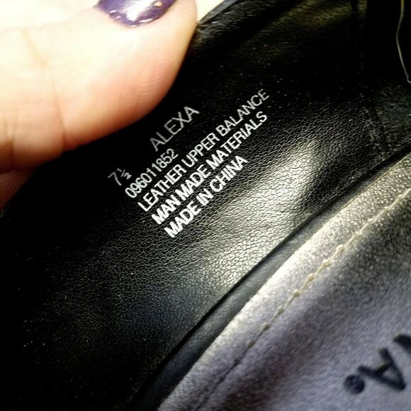 Merona Womens Alexa  Size 7.5 Black  Leather Slip On Peep Toe 3" Wedge Heels - Picture 9 of 10